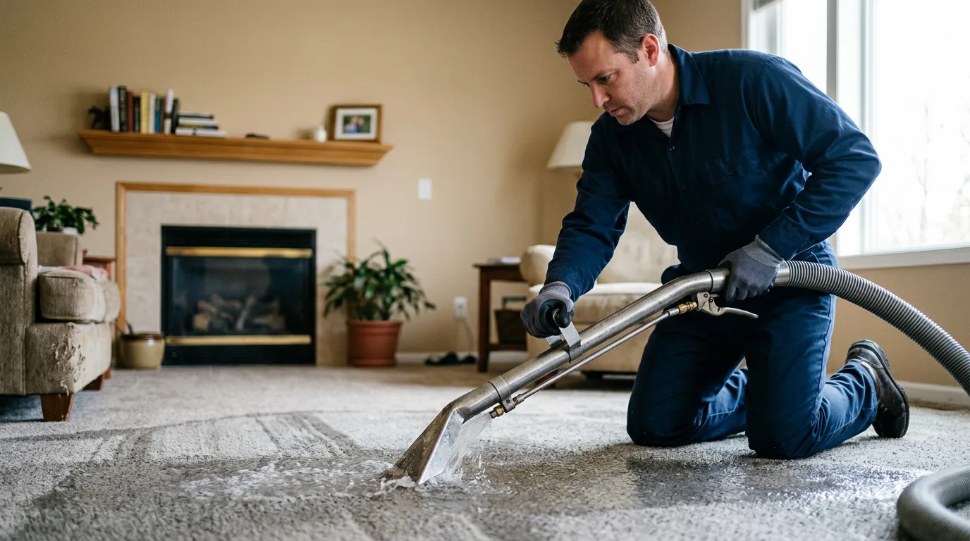 Water damage restoration technician working near Wampsville, NY